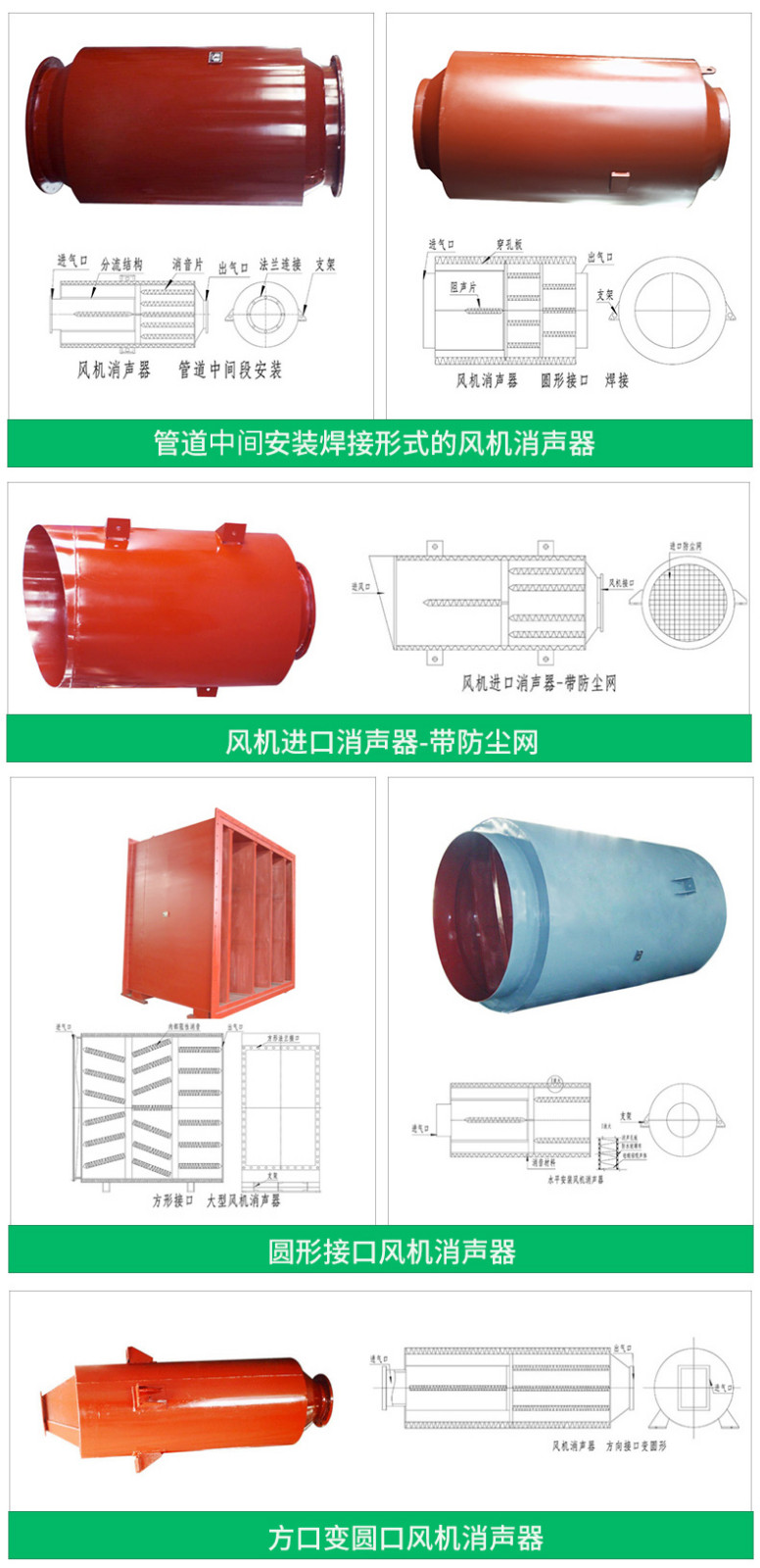 风机消音器展示图